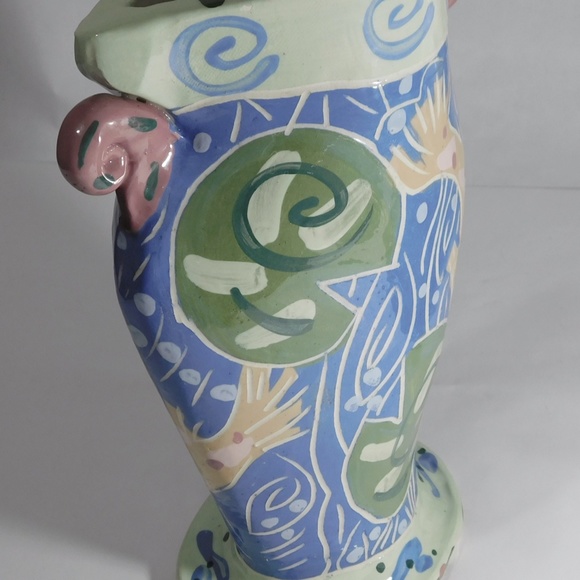 Studio Pottery VASE - Colorful Arts and Crafts Vase signed \